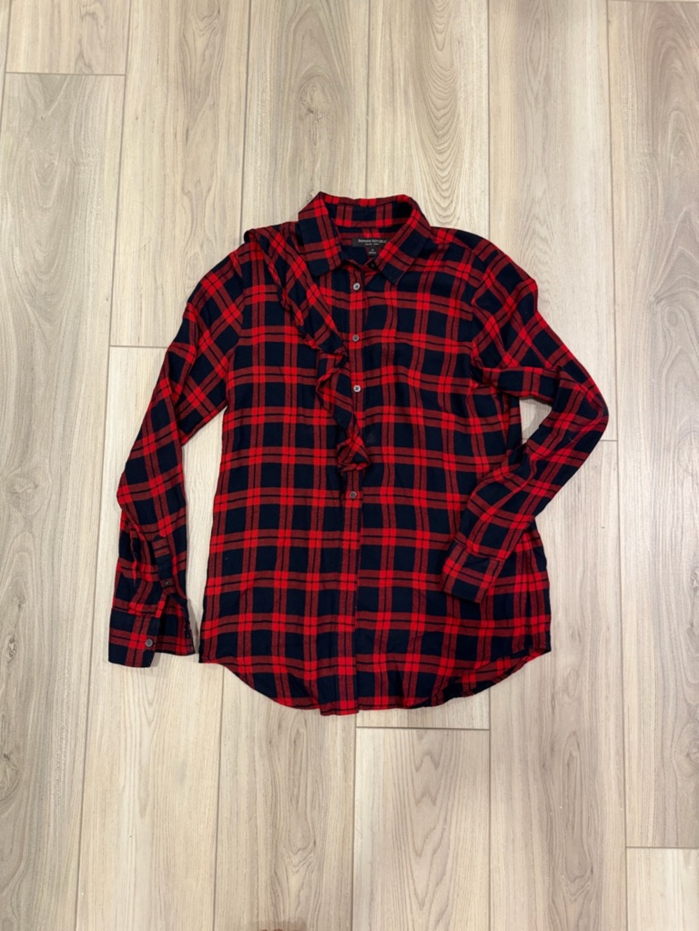 Banana Republic Red and Black Plaid Button-Down Shirt